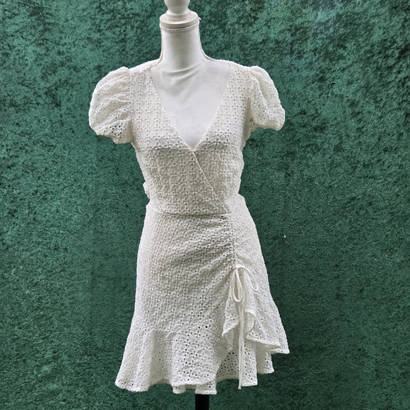 Bardot White Mini Dress with Ruffle Hem - Picture 13 of 14